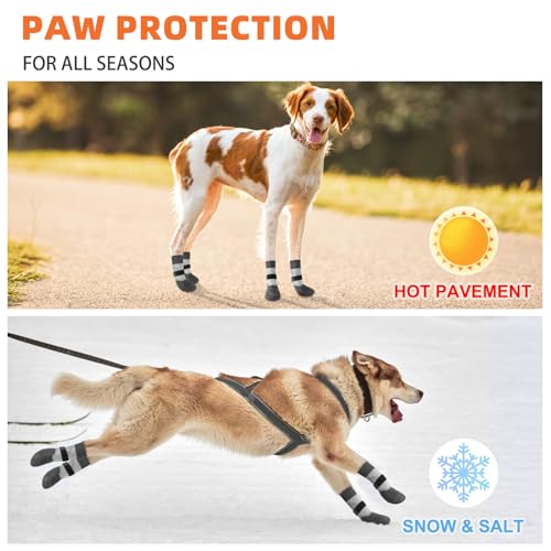 Dog Socks Shoes for Hot Pavement to Prevent Licking Paws (Reflective Gray / Large (Paw Width: 3"))