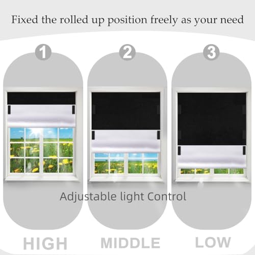 100% Blackout Curtain Window Cover for Bedroom 57x79Inch (Black / 57"W x 79"H)