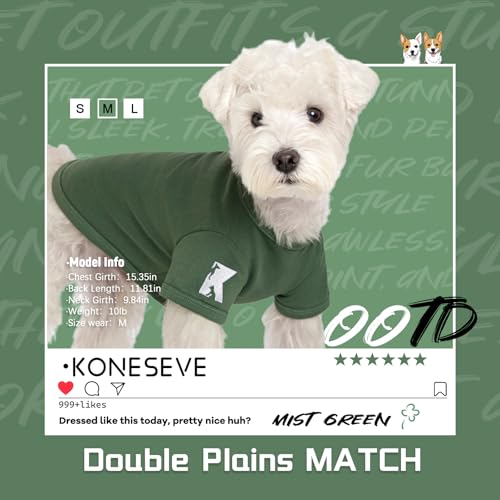 Dog Shirts Soft Cotton Tee Stretchy Clothes (Rust & Mist Green / M-(6~9lb) | Chest(~15.3"))