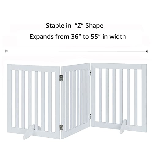 24”H Free Standing Pet Gate for Dog Cat (White / 60"W×24"H)