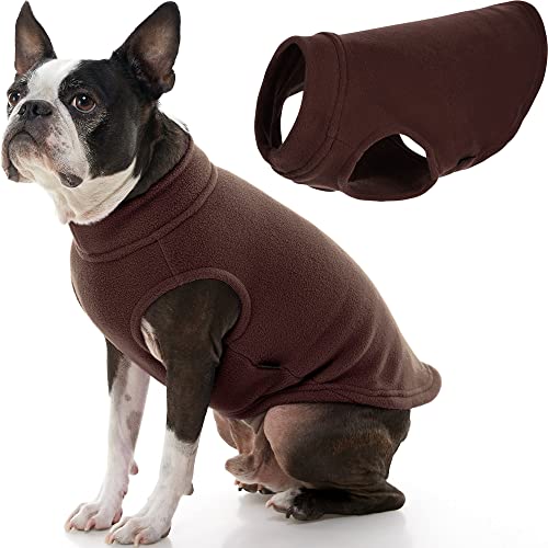 Stretch Fleece Vest Dog Sweater (Large Length (13.5") / Brown)