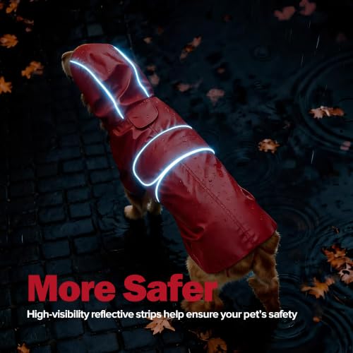 Dog Raincoat Reversible Dog Rain Jacket (Red / 3X-Large)