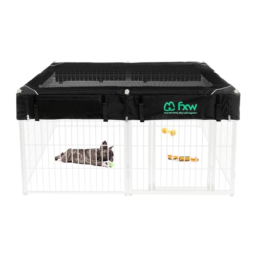 Homeplus Indoor Dog Playpen with Mesh Top Cover (White / 24"H)