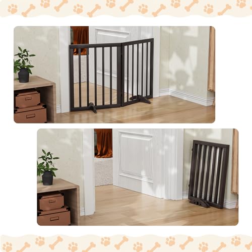 Freestanding Foldable Dog Gate 2 Panel (Dog Gate Brown / 2 Panel - 37 inches Wide)