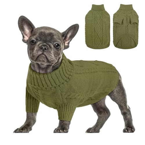 Small Dog Sweater for Small Dogs Boy (Small / Olive Green)