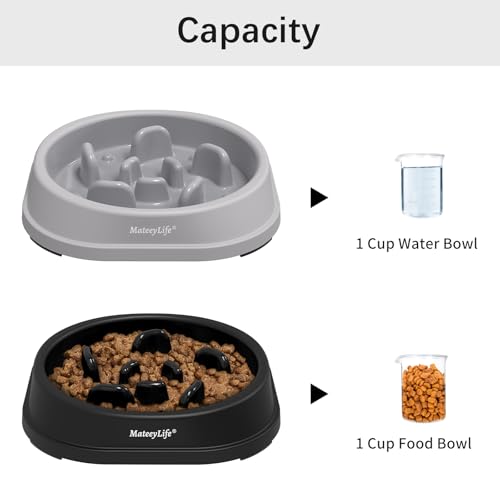 2 Pack Slow Feeder Dog Bowls (B-Gray&Black / Small)
