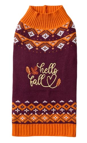 Hello Fall Leaves Thanksgiving Dog Sweater (Medium / Hello Fall Leaves)