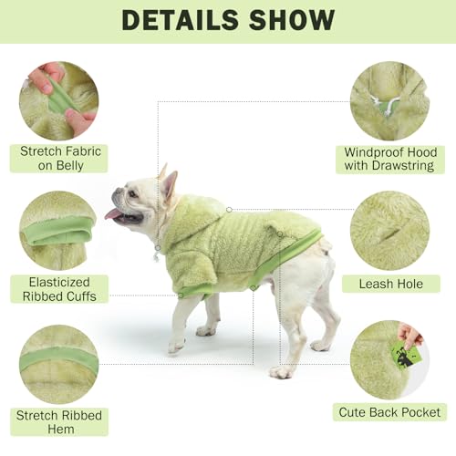 Fleece Dog Sweaters Hoodie for Small Medium Large Dogs Girls Boys (Medium-Large / Green)