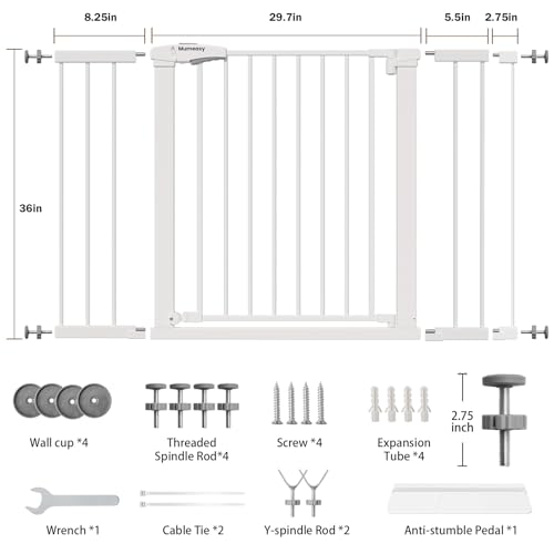 36" Extra Tall Baby Gate for Stairs (White / 29.7-48"W x 36"H)