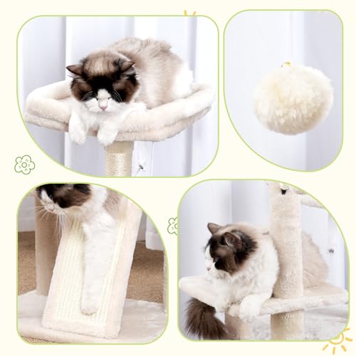 Cat Tree Tower with Removable Toys (41.3 Inches / Beige)