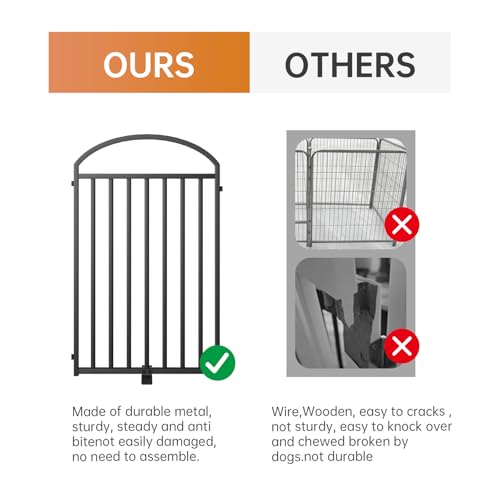 8 Panels Full Matel Freestanding Dog Gates with Door (【8 Panels with Door】192"W*32H" / Black)