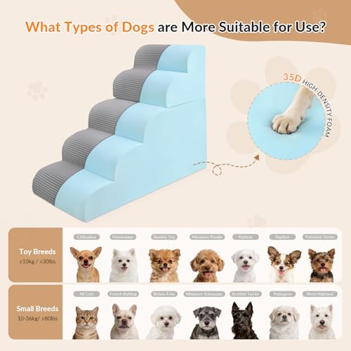 Dog Stairs for High Beds Up to 30" H with Tunnel (Gray / 5-Steps)