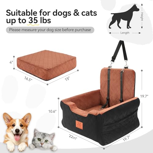 Dog Car Seat for Small Medium Dogs (Black-Brown)