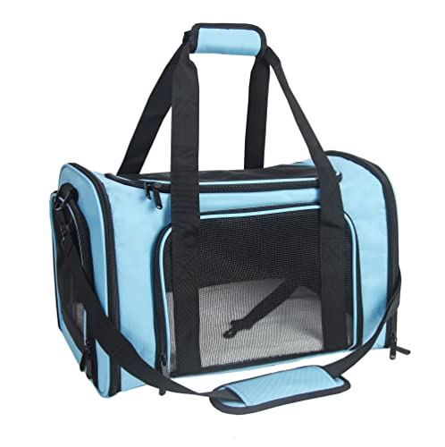 Soft Sided Carrier for Small Medium Cats Dogs (17.0"L x 11.0"W x 11.0"H / Blue)