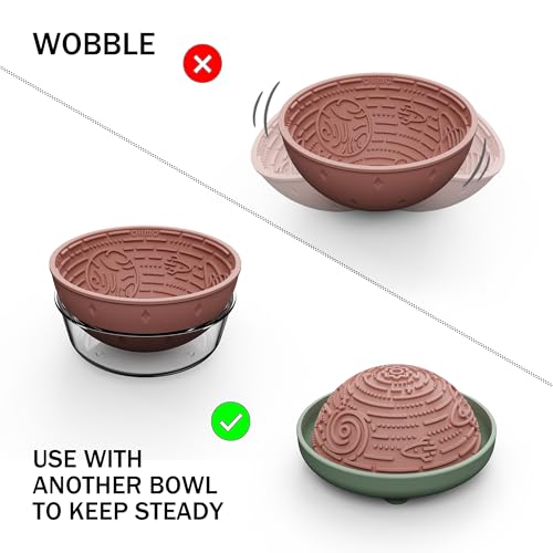 Slow Feeder Bowl & Lick Mat for Dogs (Coral / 6.3"L x 6.3"W)