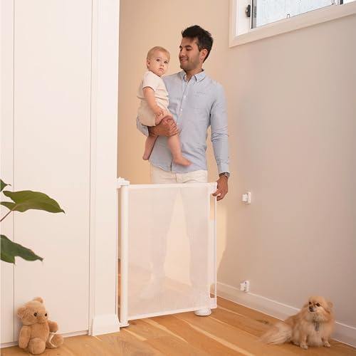Retractable Baby Gate (White / 33" Tall x 55" Wide)