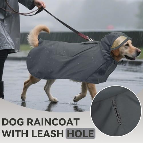 Waterproof Dog Raincoat with Hood (Grey / Medium)