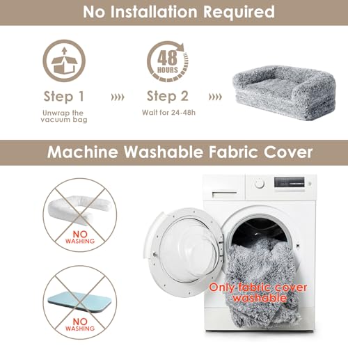 Foldable XXL Dog Bed for Large Sized Dog (54x38x7.5(Folded 38x27) / Grey)