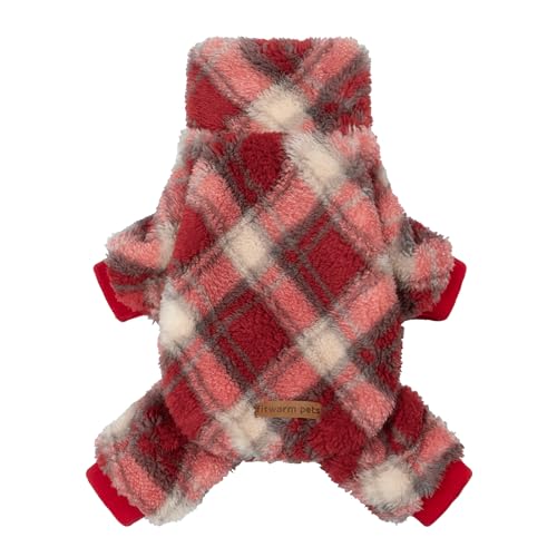 Collared Neck Plaid Dog Pajamas (Medium / Red-White)