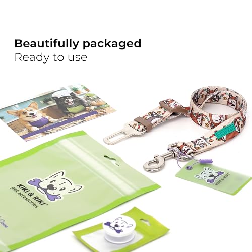 Dog Car Seat Belt (Beige (Funny Pups))