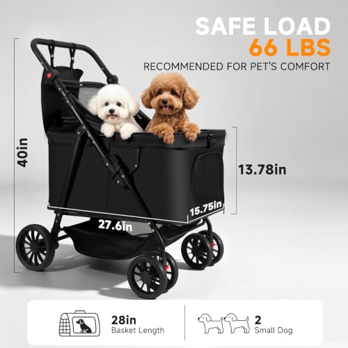 Dog Stroller for Large & Medium Dogs (Black)