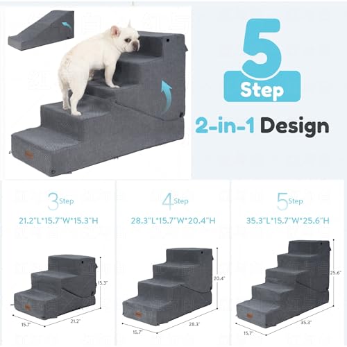 5 Step Dog Stairs and Ramp for Small Dogs and Cats