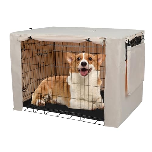 Dog Crate Cover (30.0"L x 19.0"W x 21.0"H / Beige)