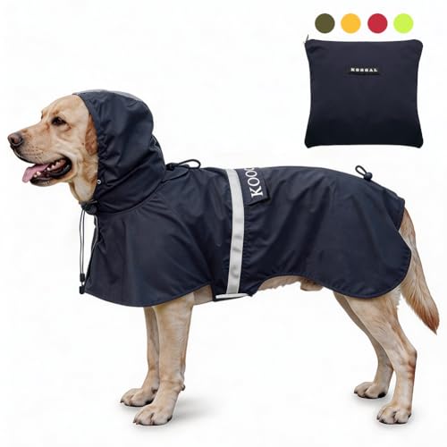 Dog Raincoat Waterproof Hooded (Navy Blue / 6XL-Fit for 99 to 110 pounds)