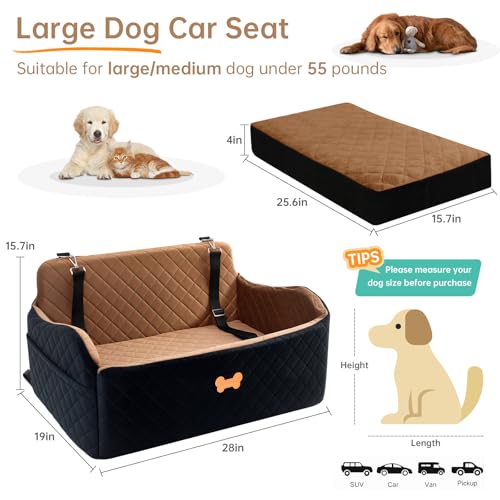 Car Seat for Large Size Dog (Brown/Black / Large)