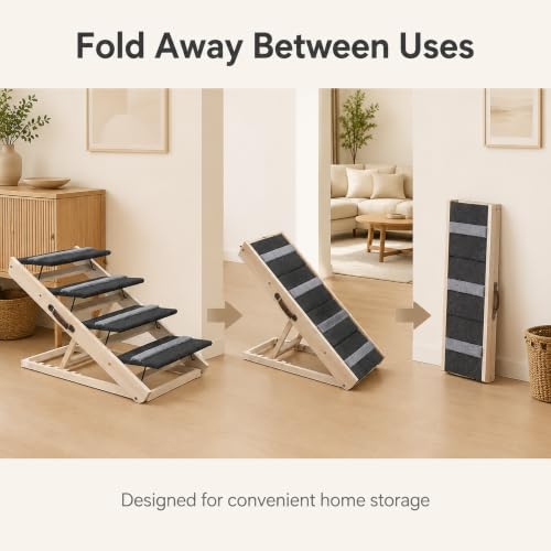 Upgrade 2-in-1 Pet Ramp Dog Stair,Folding Pet Stairs,Portable Dog Ramp for Small&Large Old Animals with Non-Slip Surface,Dog Ramp for Bed,Couch and Car,11.8" to 23.6" Height Adjustable(40×17.7) (40×17.71)