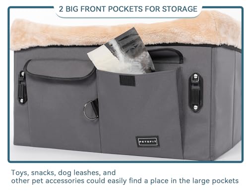 Dog Car Seat for Medium Dogs or 2 Small Dogs (Medium / Deep Grey)