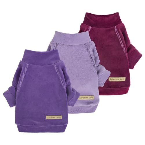 3 Pack Classic Fleece Dog Sweater (X-Small / Purple-MediumPurple-FireBrick)