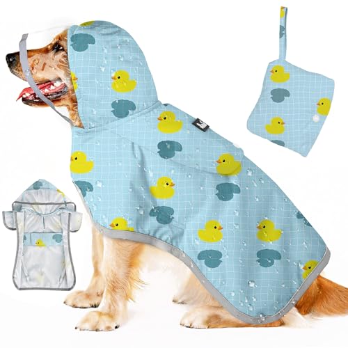 Dog Raincoat Waterproof Dog Rain Jacket with Clear Hooded (Duck Pattern / XXX-Large)