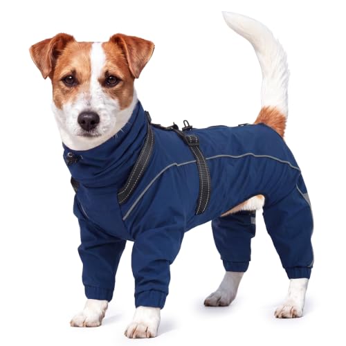 Dog Raincoat Hooded Full Body Coverage (Blue / Small(Chest:17.32"))