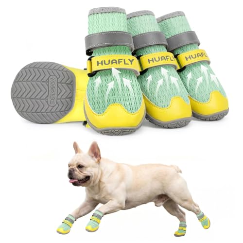 Dog Shoes Anti (Green-breathable-4pcs / Size 5（Width 2.36 inch）for 44.1-60.6 lbs)