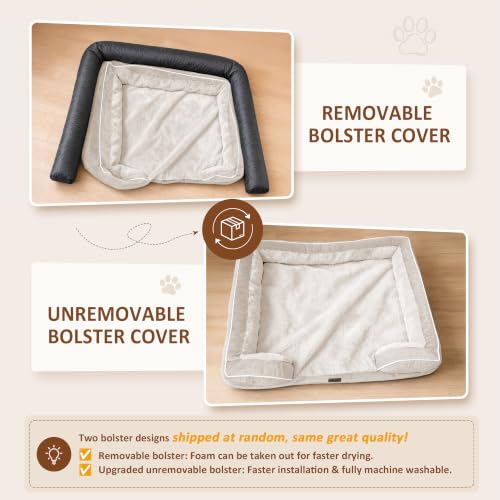 Waterproof Orthopedic Dog Beds for Large Sized Dog (35.0"L x 22.0"W x 7.0"Th / Beige)