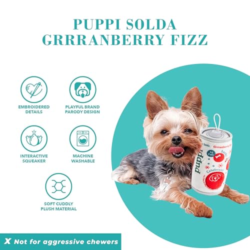 Puppi Plush Dog Toy (Puppi Solda Grrranberry Fizz (White, Red))