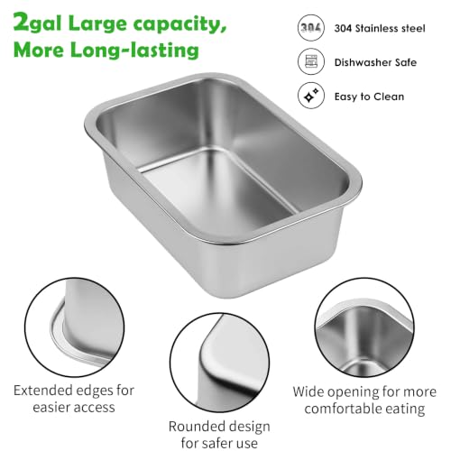 2 Gallon Elevated Dog Water Bowl for Large Dogs with Spill (Black-2 gal & mat / Height: 9.4-14.2")