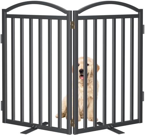 Metal Freestanding Dog Gates (Black / 40''W × 32''H)