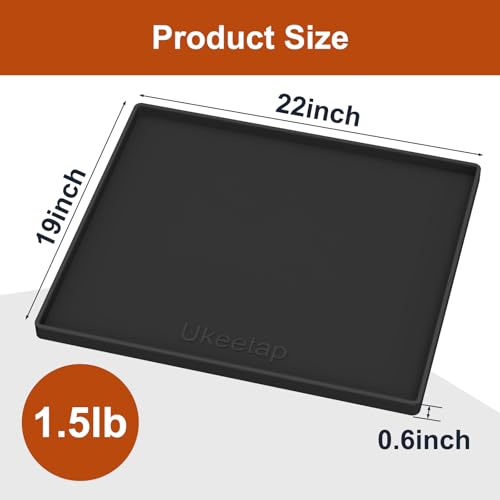 22" x 19" Extra Thick Silicone Mat Waterproof with Raised Edge (Black / 22"L x 19"W)