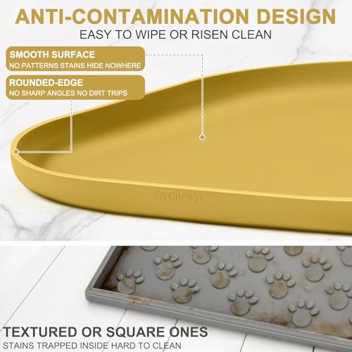 Waterproof Silicone Pet Food Mat with Raised Edge for Dog & Cat (Honey / 24"L x 16"W)
