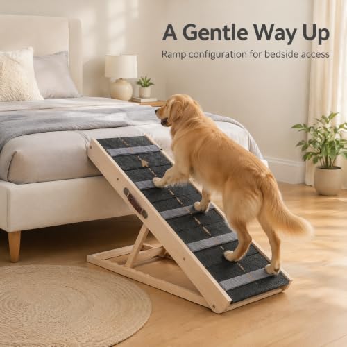 Upgrade 2-in-1 Pet Ramp Dog Stair,Folding Pet Stairs,Portable Dog Ramp for Small&Large Old Animals with Non-Slip Surface,Dog Ramp for Bed,Couch and Car,11.8" to 23.6" Height Adjustable(40×17.7) (40×17.71)