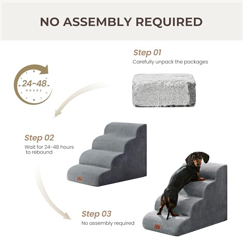 Dog Stairs for Small Dogs 18” H (Grey / 24"D x 15"W x 18"H)