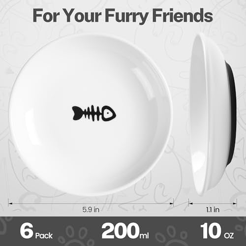 Cat Food Bowls (Shallow Dish | 6 PCS / Fishbone + Cat Paw)