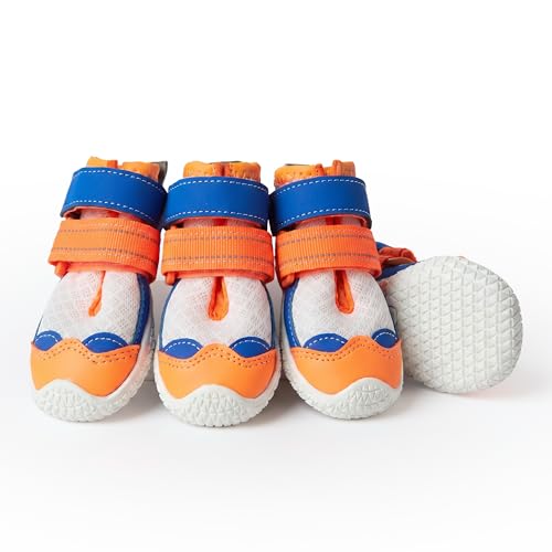 365 Dog Shoes (Orange Blue / Size 3: 2"x2.36"(W*L) (Pack of 4))