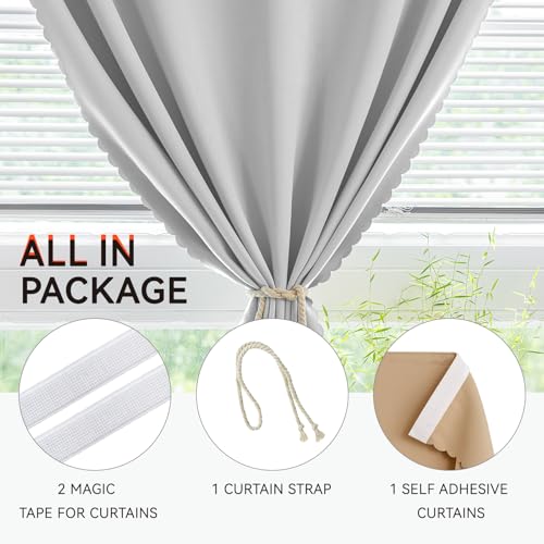 Blackout Curtains Adhesive (Light Grey / 47"W x 79"L (Pack of 1))
