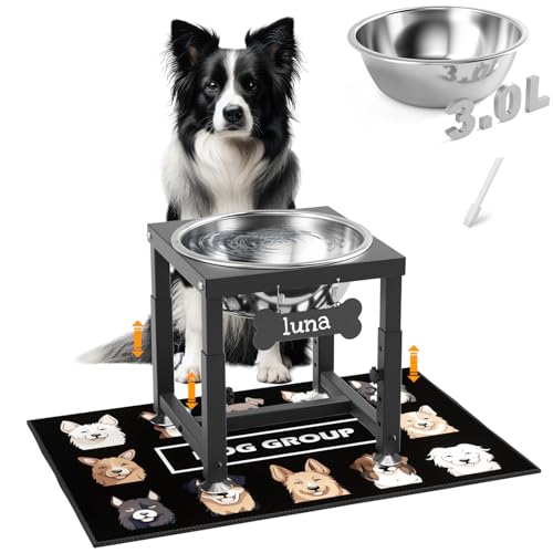 0.8 Gallon Elevated Dog Water Bowl for Medium Dog (Black-0.8 GAL / Height: 8-12.2")