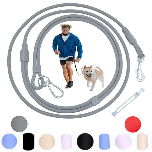 9-in-1 Hands Free Dog Leash Crossbody/Waist Grey Large Dogs (Slate Grey / Large - 9mm Diameter - 20-120lbs)