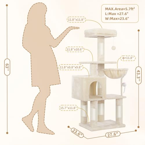 Cat Tree with Toy (43.3 inch / Beige)