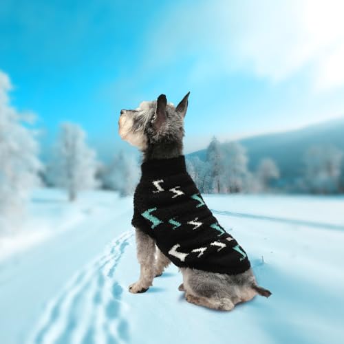 Dog Sweaters for Small Dogs Boy Girl Puppy Pullover Sweater Cold Weather Cable Knitwear Thick Warm Outfits for Chihuahua Bulldog Dachshund Pug Yorkie (black / X-Small)